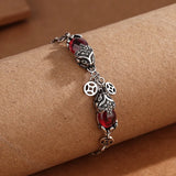 QUEENKISS Garnet TaiSilver Bracelet, Fine Jewelry Woman Girl Gift
