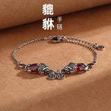 QUEENKISS Garnet TaiSilver Bracelet, Fine Jewelry Woman Girl Gift