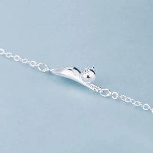 925 Sterling Silver Cat Pendant Bracelet