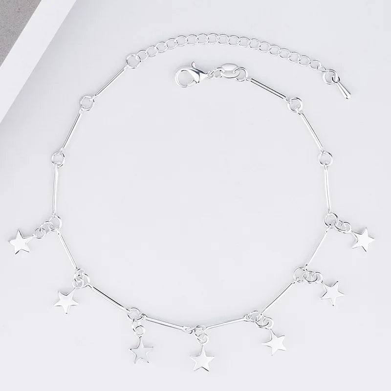 925 Silver Star Pendant Bracelet Couples Gift
