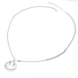 QUEENKISS Smiley Round 925 Sterling Silver Pendant Necklace
