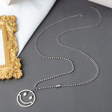 QUEENKISS Smiley Round 925 Sterling Silver Pendant Necklace