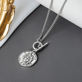 Queenkiss 925 Sterling Silver Coin Round Pendant Necklace