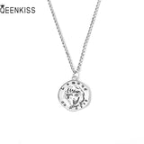 Queenkiss 925 Sterling Silver Coin Round Pendant Necklace