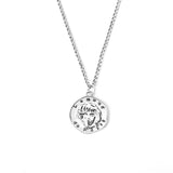 Queenkiss 925 Sterling Silver Coin Round Pendant Necklace