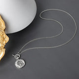 Queenkiss 925 Sterling Silver Coin Round Pendant Necklace