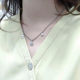 QUEENKISS NC660 925 Silver Star Smiley Pendant Necklace