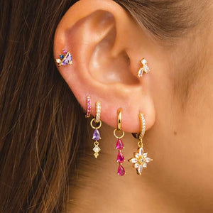 925 Sterling Silver Zircon Stud Earrings Gift Jewelry