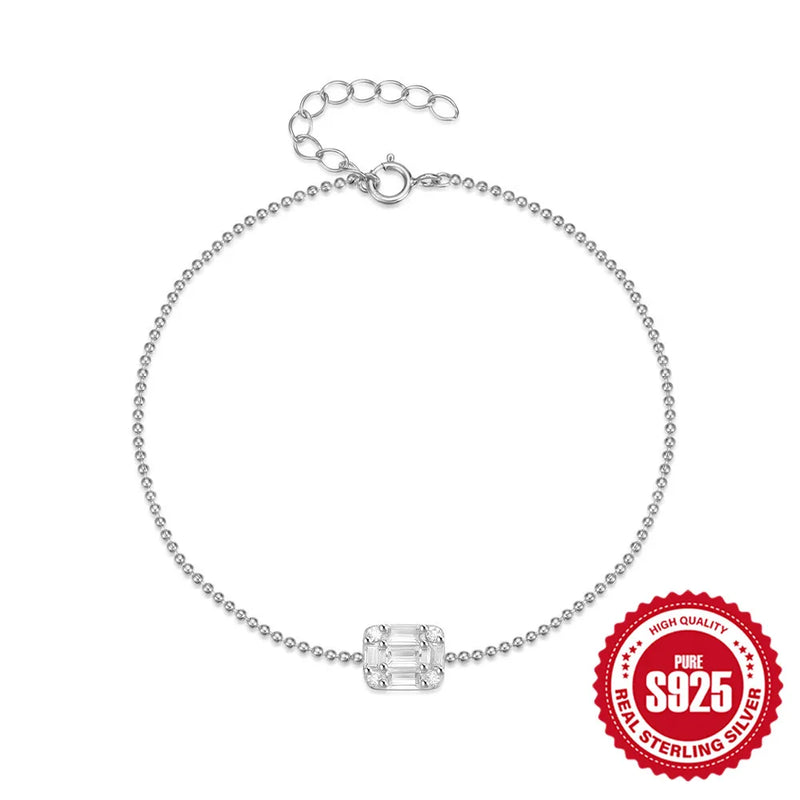 Zircon 925 Silver Bracelet For Women Adjustable Jewelry