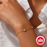 Zircon 925 Silver Bracelet For Women Adjustable Jewelry