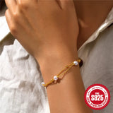 Delicate Double Layer Pearl Bracelet Women Jewelry Party Gift