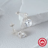 925 Silver Zircon Tassels Earrings Crystal Stud Women Jewelry