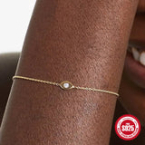 925 Silver Chain Bracelet Zircon Pendant Charm Bracelet for Lovers