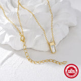 925 Silver Zircon Square Pendant Short Necklace For Women