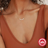 925 Silver Pearl Bead Necklace Women Engagement Jewelry Gift