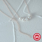 925 Silver Pearl Bead Necklace Women Engagement Jewelry Gift