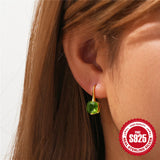 925 Silver Square Zircon Gemstone Drop Earrings for Women