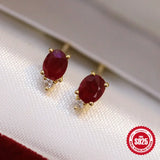 925 Silver Zircon Earrings Women Wedding Party Anniversary Gift