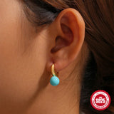 925 Silver Turquoise Mini Piercing Hoop Earrings for Women