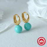 925 Silver Turquoise Mini Piercing Hoop Earrings for Women