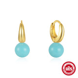 925 Silver Turquoise Mini Piercing Hoop Earrings for Women