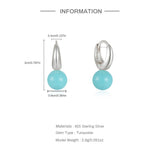 925 Silver Turquoise Mini Piercing Hoop Earrings for Women