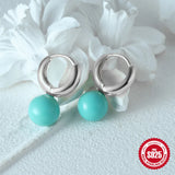 925 Silver Turquoise Mini Piercing Hoop Earrings for Women