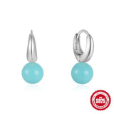 925 Silver Turquoise Mini Piercing Hoop Earrings for Women