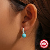 925 Silver Turquoise Mini Piercing Hoop Earrings for Women