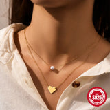 Double Layer Necklace Pearl Crystal Heart Chokers Bohemia Jewelry