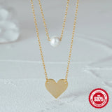 Double Layer Necklace Pearl Crystal Heart Chokers Bohemia Jewelry