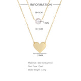 Double Layer Necklace Pearl Crystal Heart Chokers Bohemia Jewelry