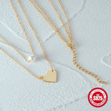 Double Layer Necklace Pearl Crystal Heart Chokers Bohemia Jewelry