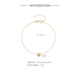 S925 Silver Heart Pendant Bracelet Chain Bangle