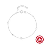 S925 Silver Heart Pendant Bracelet Chain Bangle