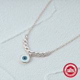925 Silver Enamel Eye Necklace Gilded Pendant Choker