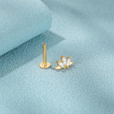 925 Sterling Silver Zircon Stud Earrings Piercing Fine Jewelry