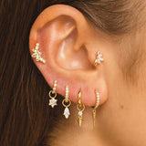 925 Sterling Silver Zircon Stud Earrings Piercing Fine Jewelry