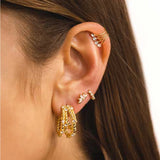 925 Sterling Silver Zircon Stud Earrings Piercing Fine Jewelry