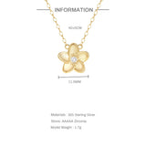 925 Sterling Silver Zircon Flower Pendant Necklace for Women Wedding Party