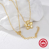 925 Sterling Silver Zircon Flower Pendant Necklace for Women Wedding Party