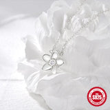 925 Sterling Silver Zircon Flower Pendant Necklace for Women Wedding Party