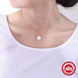 925 Sterling Silver Zircon Flower Pendant Necklace for Women Wedding Party