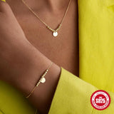 925 Silver Round Circle Pendant Women's Rose Necklace Wedding Jewelry