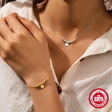 925 Silver Round Circle Pendant Women's Rose Necklace Wedding Jewelry