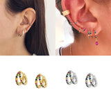 Silver 925 Earring for Women Pendientes Abanico Hoop Piercing