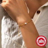 Streetwear Pearl Bracelets Silver Beads Chain Women's Charm Jewelry