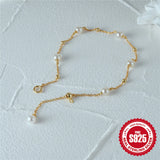 Streetwear Pearl Bracelets Silver Beads Chain Women's Charm Jewelry