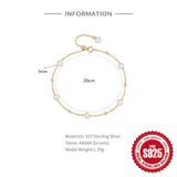 Streetwear Pearl Bracelets Silver Beads Chain Women's Charm Jewelry