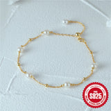 Streetwear Pearl Bracelets Silver Beads Chain Women's Charm Jewelry